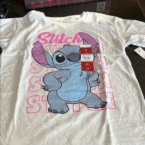 Disney Stitch Kids T-Shirt - White with Pink and Blue